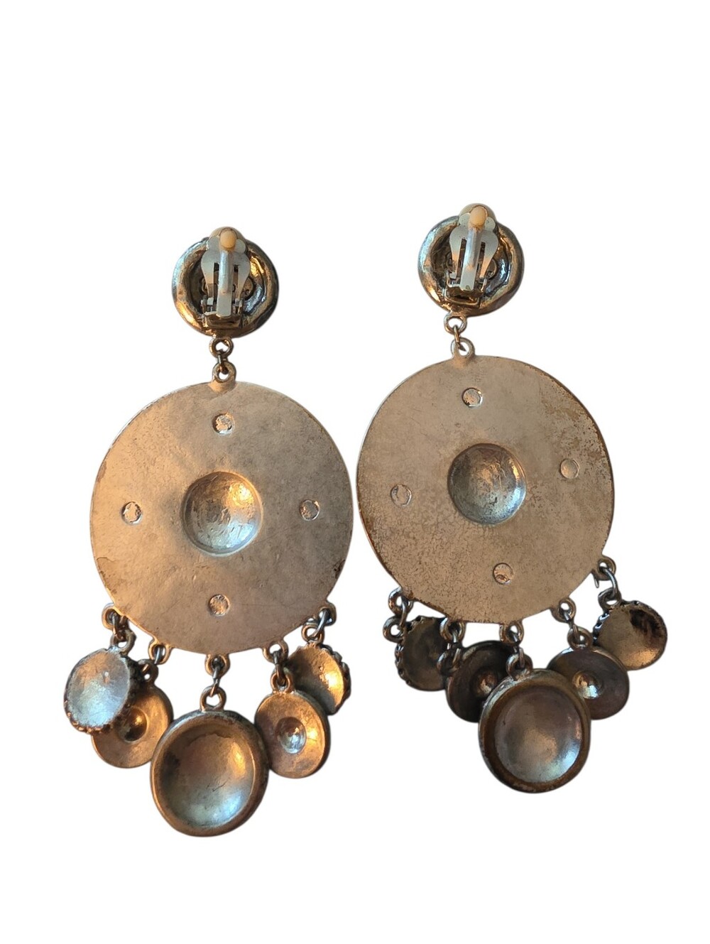 Chicos Boho Silver-Tone Dangle Medallion Clip-on Earrings - Picture 3 of 4